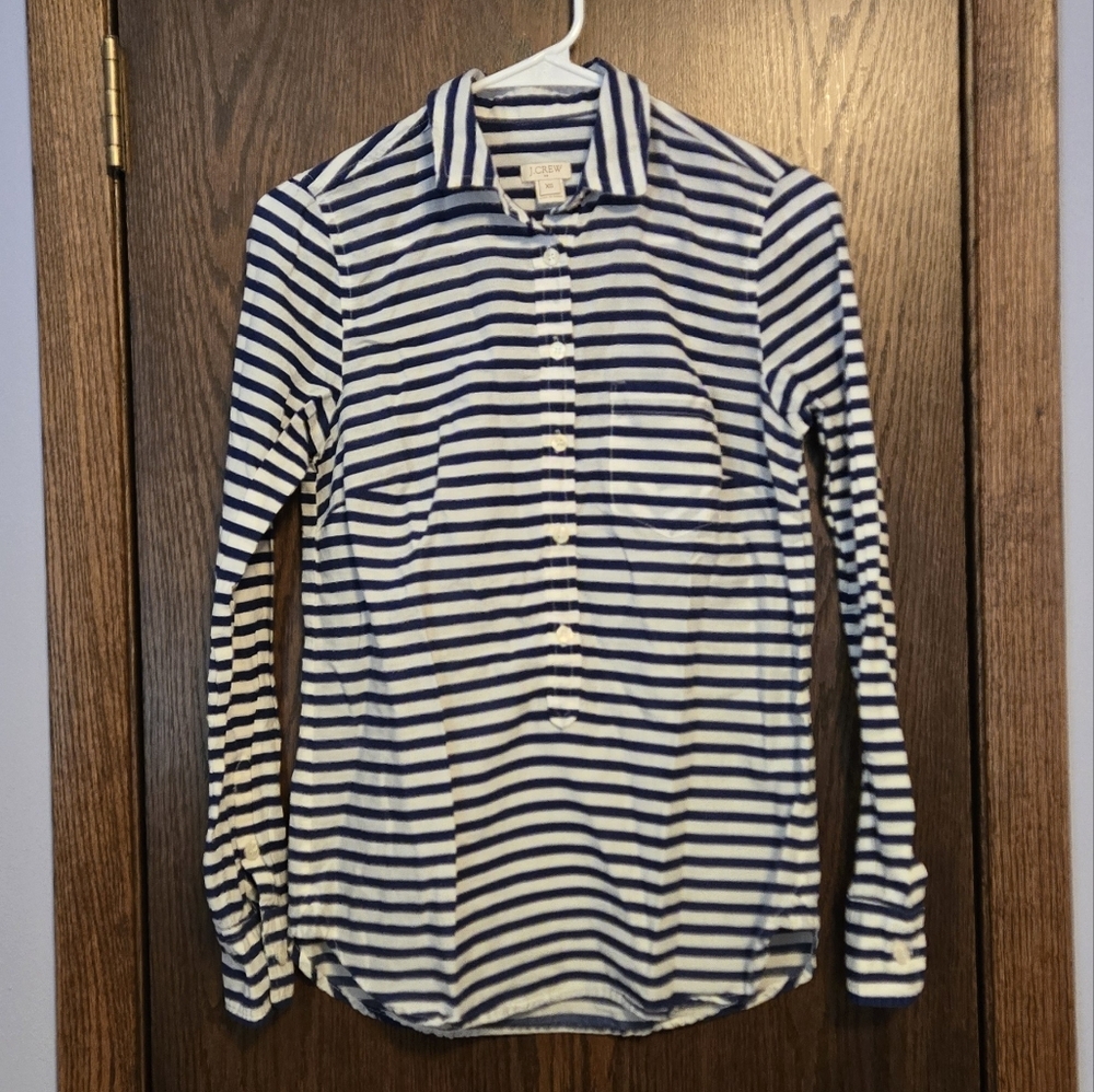 J Crew Striped Long Sleeve Button Down Shirt